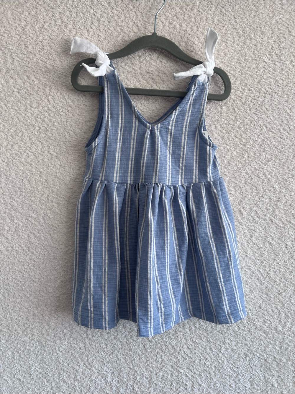 Zara NWT Infant Blue White Stripes Textured Dress Size 18-24 Months